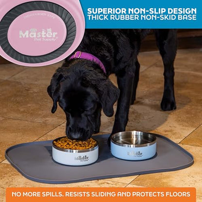 Master Pet Supply Stainless Steel Dog Bowls - 25 oz, Heavy Duty - Rose Quartz, Double Wall Extra-Thick Insulated, Non-Slip Pet Water Bowl for Dogs, Cats & Pets, Anti Rust Metal, Dish Washer Safe - color: Rose Quartz, size: 3 Cups (25 oz)