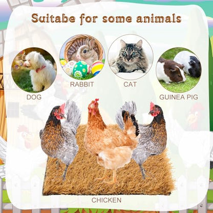 Zhengmy 12 Pcs Chickens Nesting Pads Set Nest Box Bedding Washable Nesting Pads for Chicken Coop, Artificial Grass Rug Carpet Synthetic Turf Mat, 12 x 12 x 1.2 Inches(Brown) - color: Brown