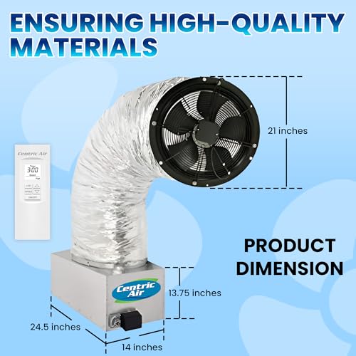 Centric Air 2.7 (R13) Whole House Fan | Ultra Quiet & Energy Saving | R13 Insulated Damper | Plug & Play, 2 Speed Remote with Temp/Timer | 15-Year Warranty | Ventilates Up to 1800 Sq Ft - color: Remote Control, size: 2.7 (R13)