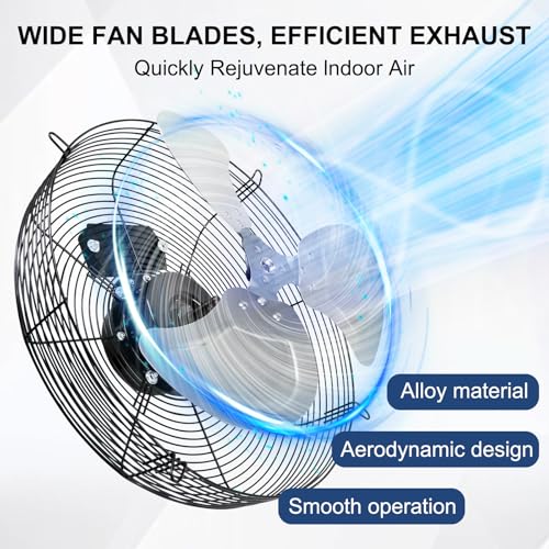Criditpid 18 Inch Wall Mounted Shutter Exhaust Fan with ON/OFF Switch, High-Speed, Low-Noise Pure Copper Motor, Wall Exhaust Fan for Gable, Shed, Garage, Greenhouse, Kitchen, Attic, 2500CFM, 1495RPM. - size: 18 Inch Exhaust Fan