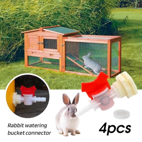 5 Pack Rabbit Watering System Bucket Connector Kit with 1/2 Inch Bulkhead Fitting, 5/16 Inch Barb Ball Valve and Mesh Filter for Automatic Poultry Waterer, Rain Barrel Kit and Animal Water Dispenser