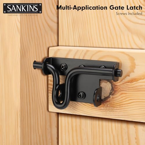 Slide Bolt Gate Latch for Wooden Fence, Heavy Duty Black Sliding Bolt Gate Lock Latch Hardware with Padlock Hole, Door Gate Latch for Wooden Gate Vinyl Fence Barn Shed, 1 Pack - size: Upgrade