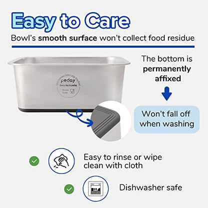 PEDAY 2.64 Gallon Extra Large Dog Water Bowl, 18/8 Human Grade Stainless Steel - Silver Nonslip - color: Silver, Nonsilp, size: 2.64 gallon