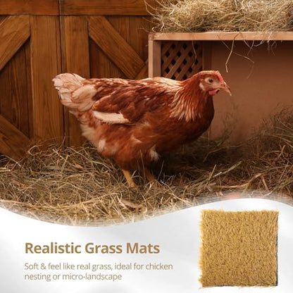 12 Pack Chicken Nesting Pads, 12”x12” Artificial Turf Mats for Nesting Box, Washable Coop Bedding for Hens & Small Pets