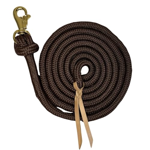Kensington Ballistic Nylon Clinician Training Lead - 15" ft Training Lead - Tear-Resistant, with Metal Hardware to Keep Lead Fastened - Heavy Duty Braided Lead with Quick Swivel Snap - color: Brown Lead w/Gold Snap, size: 15'