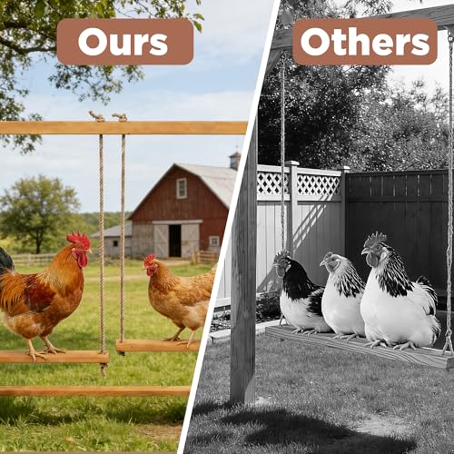 Large Chicken Roosting Bars with 2 Swings, Wooden Chicken Perch for Coop, Let Chickens Run, Play & Stay Healthy, Ideal for Backyard Coops & Farms, Fits 8-12 Chickens - color: C01 Brown