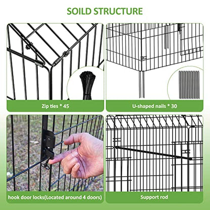 INJOPEXI Metal Chicken Coop 130"×40"×39" Chicken Runs for Yard with Cover Chicken Playpen Enclosure Chicken Pen Kennel Duck Coop Cage for Outdoor Backyard Farm Rabbit Dog Cat Small Animal Poultry