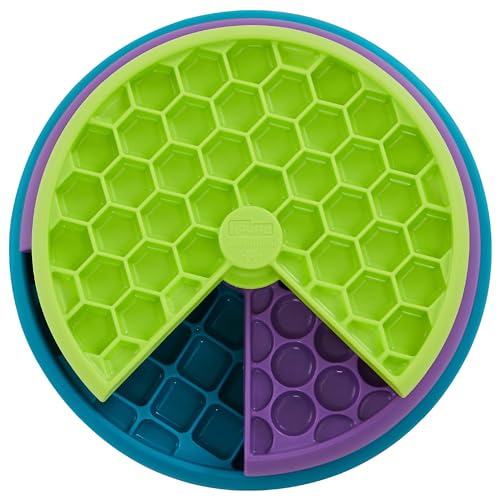 Outward Hound by Nina Ottosson Lickin’ Layers 3-in-1 Interactive Dog Feeder Puzzle, Lick Mat & Slow Feeder Bowl - Mental Stimulation Toy for Medium & Large Dogs, 2 Cup Capacity, 10.4 in x 2.8 in - color: Lickin Layers (Green, Purple, Blue)