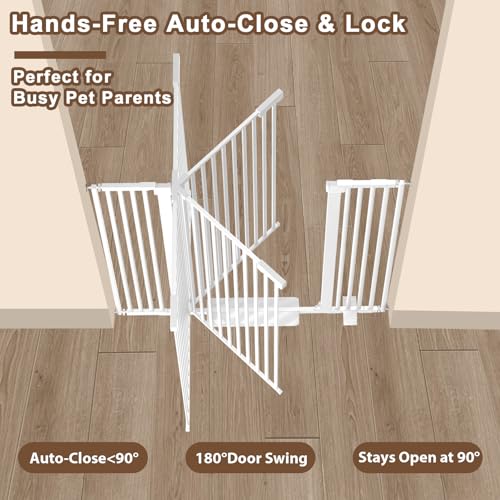 41'' Extra Tall Baby Gate for Large Dogs Pets Indoor No Jumping Over, 30-40.9'' Wide Heavy Duty Puppy Gate for Doorways, Pressure Mounted Metal Gate for Child Toddler No Tools Needed(White) - size: 30''-40.9'' Wide