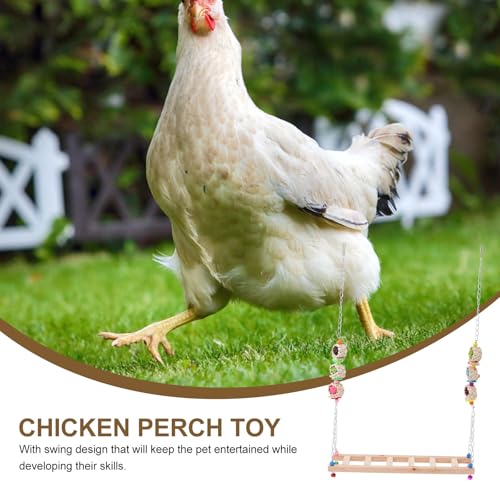 OUNONA Wooden Rooster and Hen Swing Climbing Ladder Pet with Coop Ladder Accessory for Outdoor Chicken Play and Birdcage Exercise Random Color