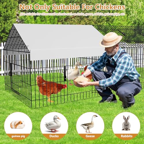 Metal Chicken Coop 87"×40" with Cover Chicken Run Pen for Yard Outdoor Large Portable Chicken Playpen Enclosure Rabbit Small Animal Dog Poultry Cat Cage Duck Coop Hen