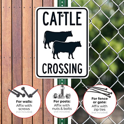 Cattle Crossing with Graphic Sign, 18x24 Inches, Rust Free .063 Aluminum, Fade Resistant, Made in USA - size: 18x24