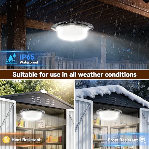 Solar Lights Outdoor Waterproof,396 LED Solar Shed Light Indoor Outdoor | 5 Smart Modes, Motion Sensor, Dusk to Dawn, Timer Schedule, for Chicken Coop, Gazebo, Shop, 16.4ft Cable