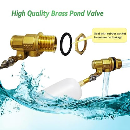 Float Valve 1/2 inch,2Pcs Brass Float Valve with Adjustable Arm Livestock Water Tank Float Valve Switch Shut Off Pool Auto Fill Valve for Livestock Trough Fountain Pool Pond