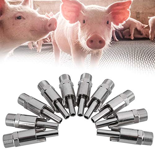 Automatic Pig Nipple Drinker Pig Water Nozzle Poultry Watering System for Sows Piglets Drinking (Stainless Steel) - color: Stainless Steel