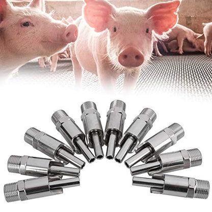Automatic Pig Nipple Drinker Pig Water Nozzle Poultry Watering System for Sows Piglets Drinking (Stainless Steel) - color: Stainless Steel