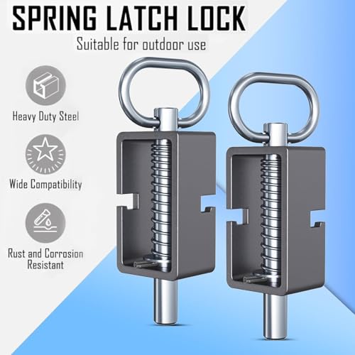 2 Pack Heavy Duty Spring Latch Lock, Universal Long Spring Lock Steel Latch Assembly for Utility Trailer Gate, Trailer Gate Latch, Barn Doors, Tracks & Ramp Doors