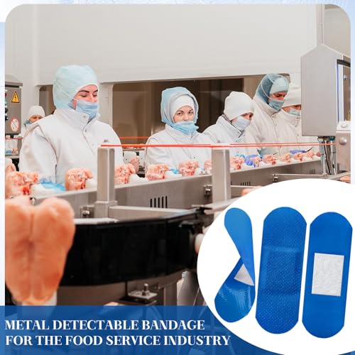 Geiserailie 800 Pcs Blue Bandages 3 ''x 1'' Food Service Metal Detectable PE Waterproof Adhesive Bandages Bulk Sterile Processing Non Stick Pad Latex Free for First Aid & Wound Care Protection
