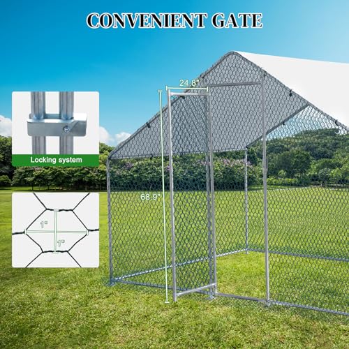 Outvita Chicken Coop, 6.5 x 6.5 FT Large Metal Chicken House, Poultry Habitat Cage with Waterproof Cover, Walk-in Chicken Run Pen for Small Animals, Yard, Farm, Patio - color: Silver, size: 78.0"L x 74.0"W x 78.0"H