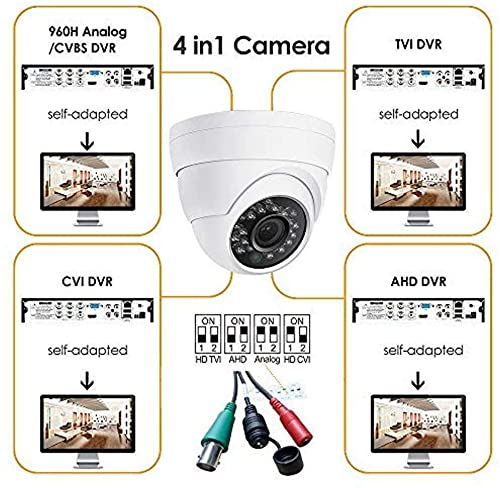 Real HD 5MP Full Color Night Vision Dome TVI CCTV Security Camera with Visible White LED Lights, 65ft Night Vision, 2.8mm Wide Viewing Angle, Outdoor, Full Metal, ONLY Compatible with 5MP and 8MP DVR