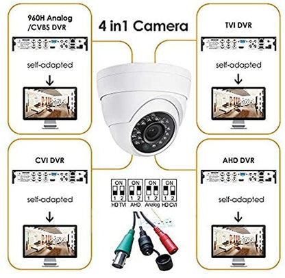 Real HD 5MP Full Color Night Vision Dome TVI CCTV Security Camera with Visible White LED Lights, 65ft Night Vision, 2.8mm Wide Viewing Angle, Outdoor, Full Metal, ONLY Compatible with 5MP and 8MP DVR