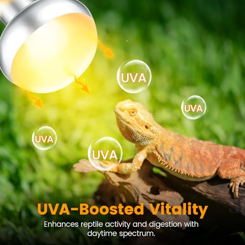 REPTITRIP Dual Reptile Light Fixture with 100W Daytime Heat & UVB 10.0 Reptile Bulb, 2 Independent Switches, Reptile UVA UVB Heat Combo Pack - size: ST3