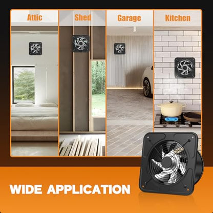 YOZON 8-Inch Kitchen Exhaust Fan with Switch, 700CFM Garage Exhaust Fan, Ventilation Fan with Backdraft Damper for Attic, Workshop, Window, Smoking Room - size: 8 inch