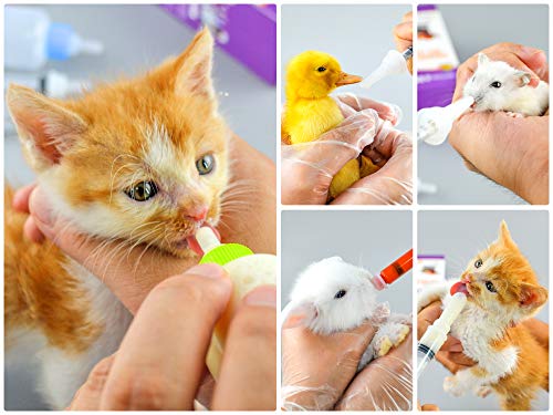 Puppy Kitten Bottle for Nursing, Newborn Baby Dog Cat Rabbit Feeding Bottles with Nipples Feeder Kit