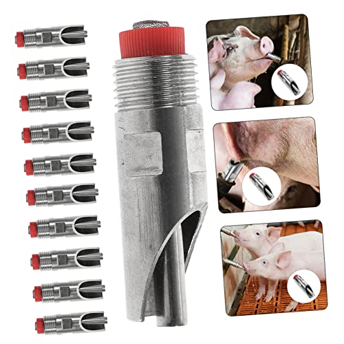 Mipcase 10pcs Automatic Stainless Steel Pig Drinking Waterer of Livestock Feeders Water Nipples Efficient Water Supply for and Livestock Care
