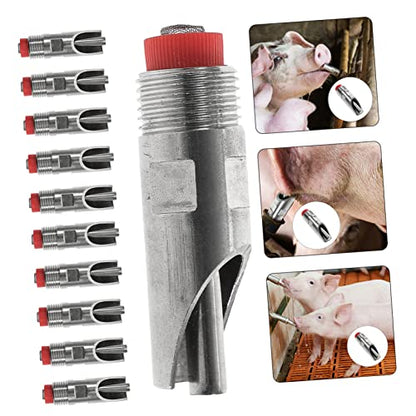 Mipcase 10pcs Automatic Stainless Steel Pig Drinking Waterer of Livestock Feeders Water Nipples Efficient Water Supply for and Livestock Care