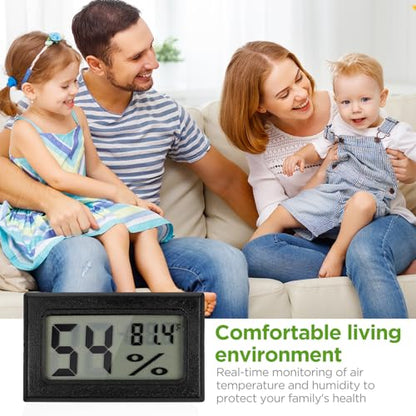 12 Pack Mini Hygrometer Digital Electronic Temperature Humidity Meters Gauge Indoor Thermometer Hygrometer LCD Display Fahrenheit (℉) for Guitar Case,Greenhouse, Garden, Cellar, Closet (Black) - color: Black
