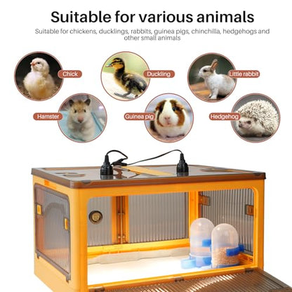 Chicken Brooder Box for Chicks, Brooder Heater Warms up to 20 Chicks with Feeder and Waterer, Poultry Breeding Box Suitable for Chick Duckling Parrot Lizard (Large)