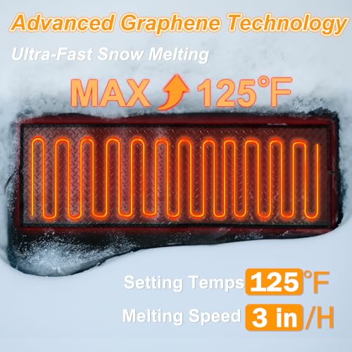Snow Melting Mat, 30 x 48in Non-Slip Electric Heated Foot Mat, Heated Walkway Mat with Power Cord and Timming, Rubber Snow and Ice Heated Pad for Winter Outdoor Stairs, Sidewalks, Garages - size: 30'' x 48''