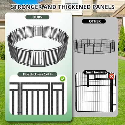 Dog Fence Outdoor for Yard, 40" Inch Height 8 Panels Dog Playpen Indoor for Large/Medium/Small Dogs Metal Dog Pen for Yard Camping and RV | Black-Silver,Patented - size: 40" height, style: 8 Panels