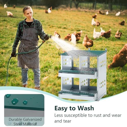 Chicken Nesting Box for Laying Eggs - 4 Room Chicken Laying Boxes, Nesting Boxes for Chickens, Heavy Duty Metal Chicken Coop (22.05" L x 16.92" W x 25.59" H) - size: 22.05" L x 16.92" W x 25.59" H