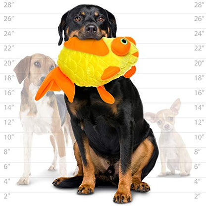 MIGHTY® 2 Pack Massive Goldfish Ultra Plush Dog Toys | Multiple Layers & Reinforced Seams , Washable and Floats , Mighty® Construction - color: 2PK Yellow Goldfish