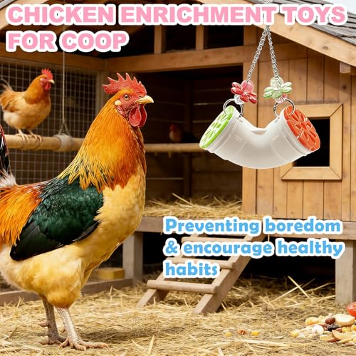 Chicken Enrichment Toys for Coop, Interactive Chicken Coop Toys - Hanging Tube Treat Dispenser | Slow Feeder for Chickens, Hens, Ducks, Parrots, Birds, Hamsters, Rabbits and Small Animals