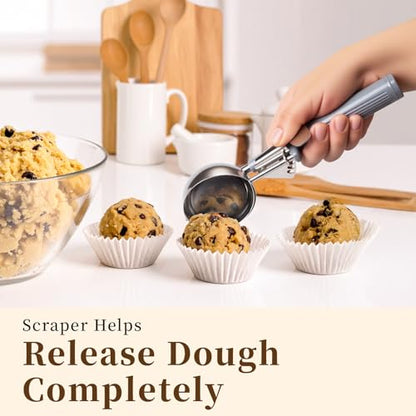 HOMURE H 4 oz Scoop, Large Ice Cream Scoop with Trigger, #8 Disher, Muffin Scoop, Portion Scoop, Cookie Scoop for Baking, Grey Handle, for Making Ice Cream Cookie Muffin Cupcake Mashed Potato - size: #8 (4 oz)