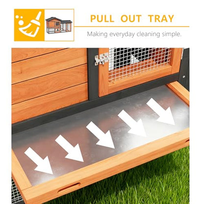 Chicken Coop, Chicken Run,Small Wooden Duck Coop Outdoor 2-Tier Hen House All Weather Used Poultry Quail Cage Rabbit Pet Hutch House with Ramp for Small Animals (Brown) - color: Brown