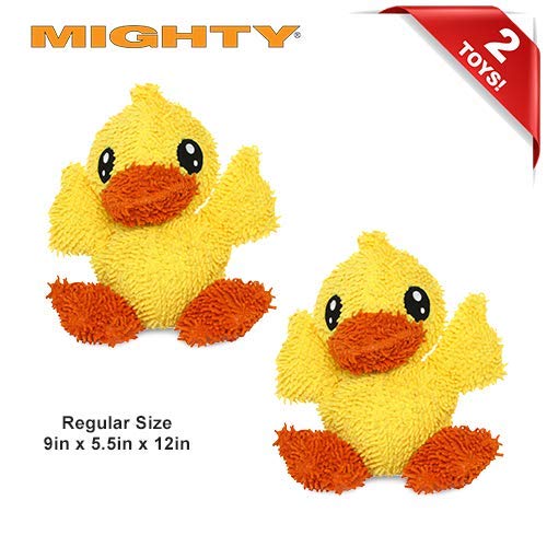 MIGHTY® 2 Pack Microfiber Large Duck Ultra Durable Plush Dog Toy | Multiple Layers & Reinforced Seams , Washable and Floats , Mighty® Construction - color: 2PK Yellow Duck