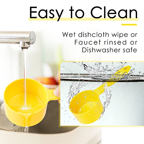 SUPERDESIGN 1 Cup Dog Food Scoop for Container Melamine Measuring Scoop for Dogs Cats Birds and Rabbits Pet Food Feeding Scoop Dishwasher Safe - Yellow - color: Yellow - 1 Cup