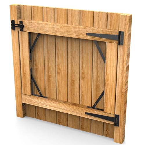 Fence Gate Frame Kit with 8 inch Hinges and Gate Latch, Includes Corner Brace Brackets, Suitable for Wooden Shed Doors and Barn Doors - size: 8 inch set