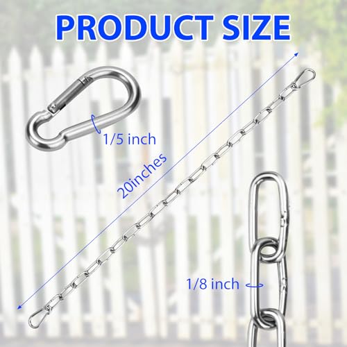 Gate Chain Lock with Carabiners Barn Chain Link 20'' Gate Latches for Outdoor Fences Dog Cage Lock Backyard Chain Lock Stall Supplies - size: 20'' 1Pack