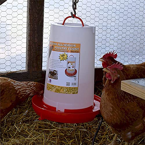 Farm Innovators 2 Pack Heated Chicken Waterer, Poultry Water Fountain, 3 Gallon - color: White, Red, size: 2 Pack