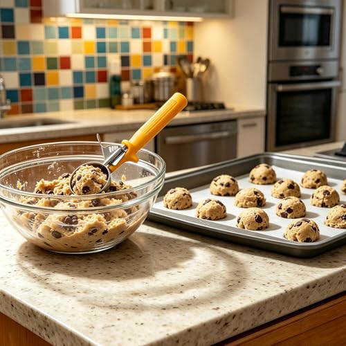 HOMURE H 1.5 OZ Scoop, Ice Cream Scoop with Trigger, #20 Disher, 3 tbsp Cookie Scoop for Baking, Muffin Scoop, Blue Handle, for Making Ice Cream Cookie Muffin Cupcake Mashed Potato Meatball - size: #20 (1.5 oz)