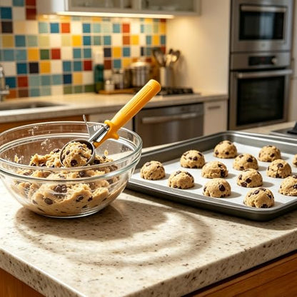 HOMURE H 1.5 OZ Scoop, Ice Cream Scoop with Trigger, #20 Disher, 3 tbsp Cookie Scoop for Baking, Muffin Scoop, Blue Handle, for Making Ice Cream Cookie Muffin Cupcake Mashed Potato Meatball - size: #20 (1.5 oz)