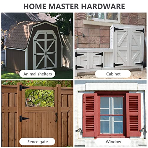 HOME MASTER HARDWARE Wood Gate Hardware Set- Heavy Duty 6" Gate Tee Hinge,Pull Set Gate Hardware Kit with Screws for Outdoor Fence Swing Gate Black Finish