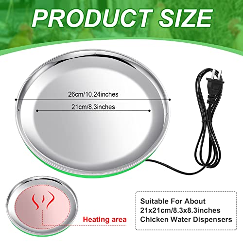 2 PCS Chicken Water Heater for Winter 110V 38W Poultry Drinker Heater Base Surface Temperature can Reach About 140 Fahrenheit Degree Chicken Waterer Electric Deicer Heated Base (Green) - color: Green