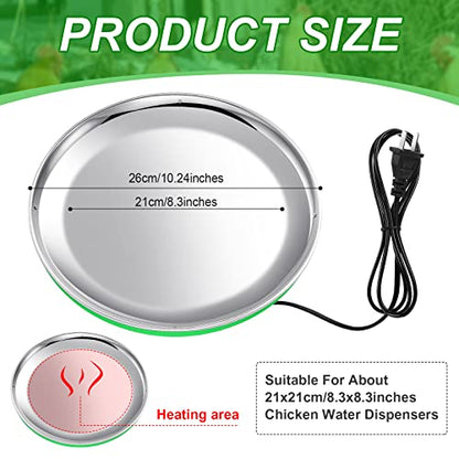 2 PCS Chicken Water Heater for Winter 110V 38W Poultry Drinker Heater Base Surface Temperature can Reach About 140 Fahrenheit Degree Chicken Waterer Electric Deicer Heated Base (Green) - color: Green
