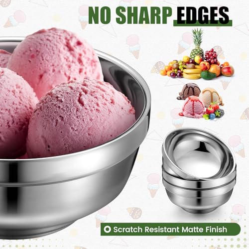 Funnymoom 8 Pack 34 oz Stainless Steel Bowls Double Walled Insulated Soup Ice Cream Metal Mixing Nesting Bowls for Serving Soup Rice Cereal - size: 34 oz